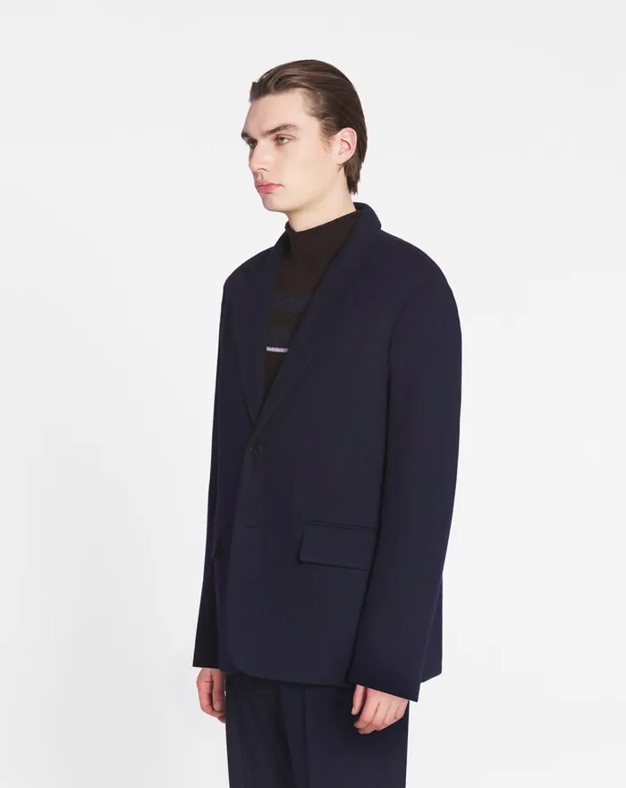 Casual Singlebreasted Jacket Dark Navuy Blue Men Lanvin Coats and Jackets