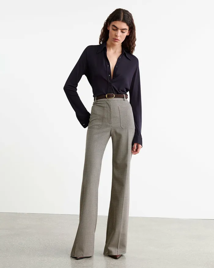 CHRISTOPHE PANT Brown Houndstooth Pants and Shorts Nili Lotan Women