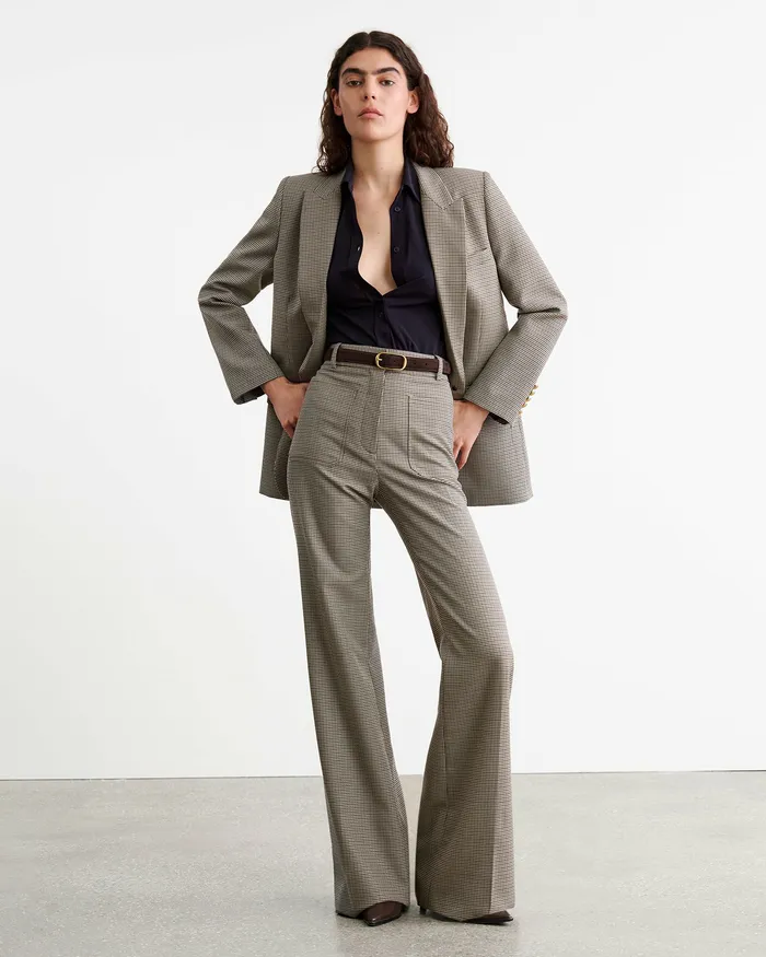 CHRISTOPHE PANT Brown Houndstooth Pants and Shorts Nili Lotan Women