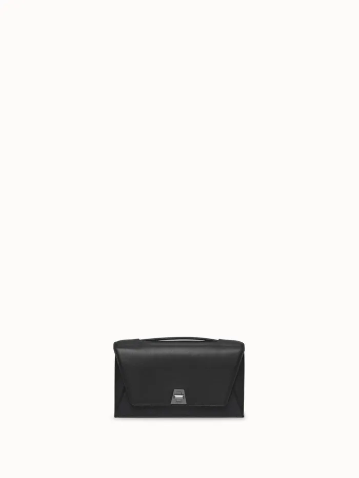 City Bag In Softcalf Leather And Horsehair Fabric Black Women Akris Shoulder Bags