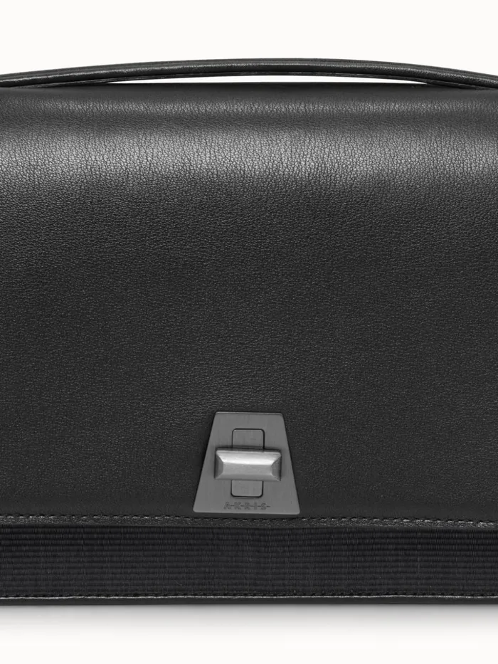 City Bag In Softcalf Leather And Horsehair Fabric Black Women Akris Shoulder Bags