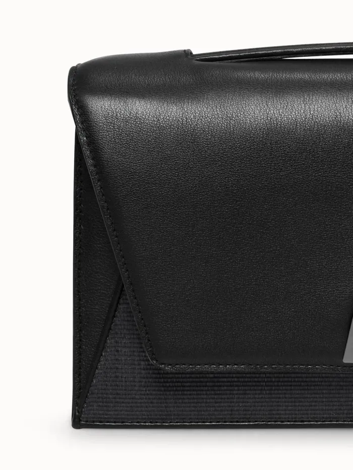 City Bag In Softcalf Leather And Horsehair Fabric Black Women Akris Shoulder Bags
