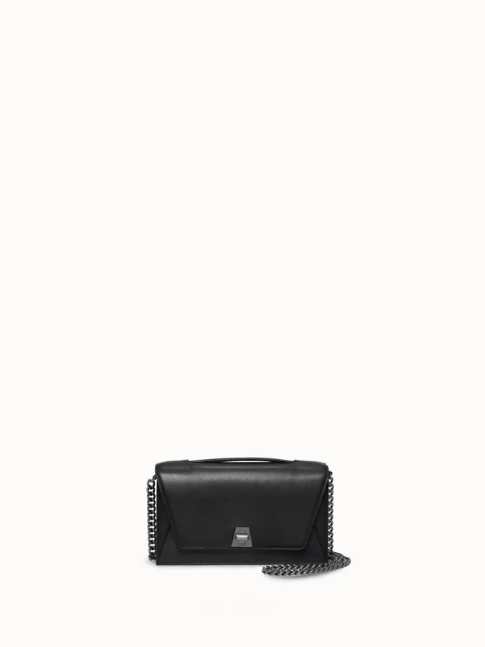 City Bag In Softcalf Leather And Horsehair Fabric Black Women Akris Shoulder Bags