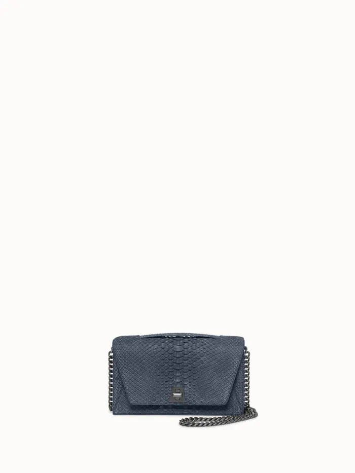 City Bag In Sueded Python Leather Denim Women Akris Shoulder Bags