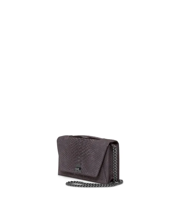 City Bag In Sueded Python Leather Denim Women Akris Shoulder Bags