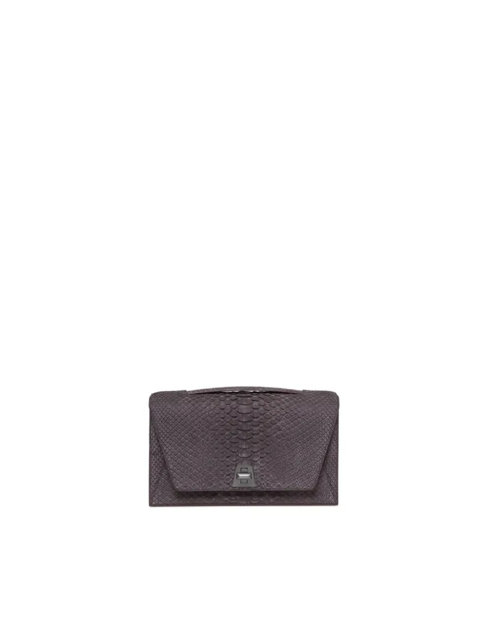 City Bag In Sueded Python Leather Denim Women Akris Shoulder Bags