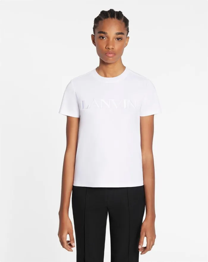 Classic Fit Lanvin Embroidered Tshirt Optical White Women Lanvin TShirts and Sweatshirts