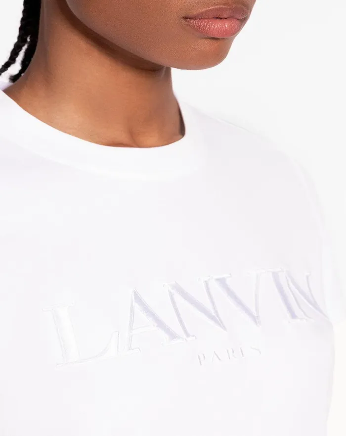 Classic Fit Lanvin Embroidered Tshirt Optical White Women Lanvin TShirts and Sweatshirts