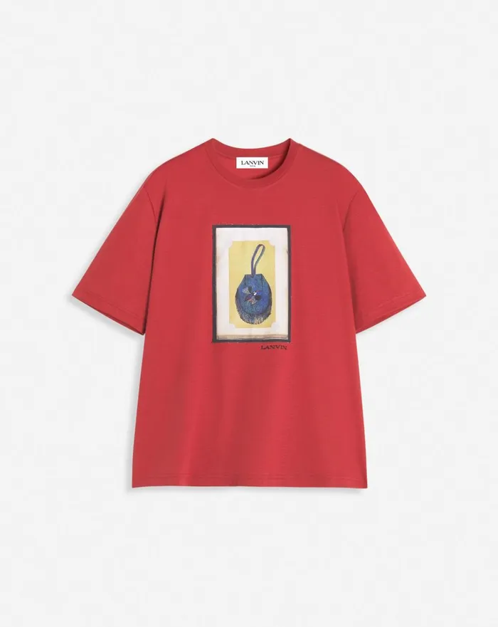 Classic Tshirt With An Archives Print Turkish Red Men Lanvin Tshirts and Polos