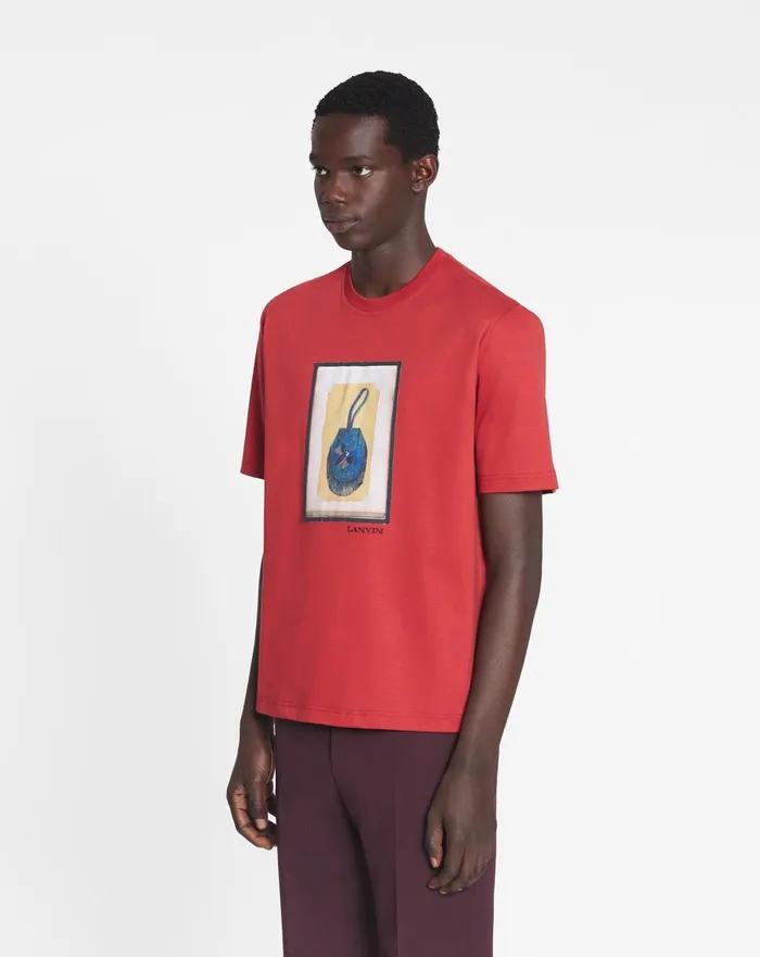 Classic Tshirt With An Archives Print Turkish Red Men Lanvin Tshirts and Polos