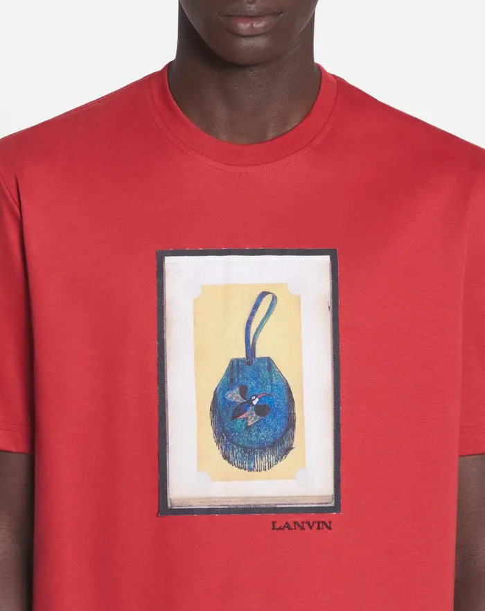 Classic Tshirt With An Archives Print Turkish Red Men Lanvin Tshirts and Polos