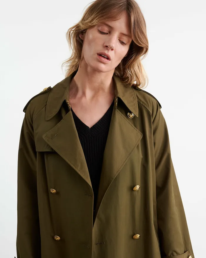 Coats and Outerwear TOUSSAINT TRENCH COAT Olive Green Nili Lotan Women