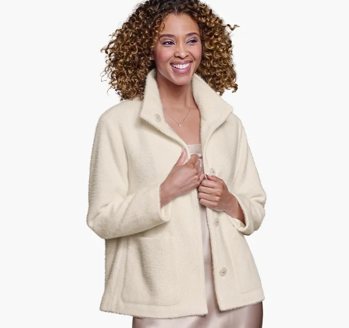 Coats Jackets and Vests Eyelash Jacket Ivory 8211 Johnston and Murphy Women