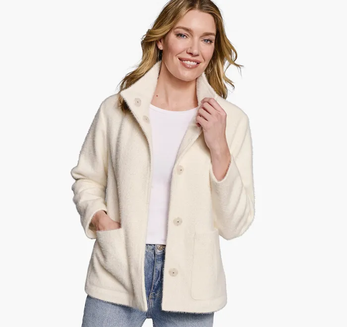 Coats Jackets and Vests Eyelash Jacket Ivory 8211 Johnston and Murphy Women