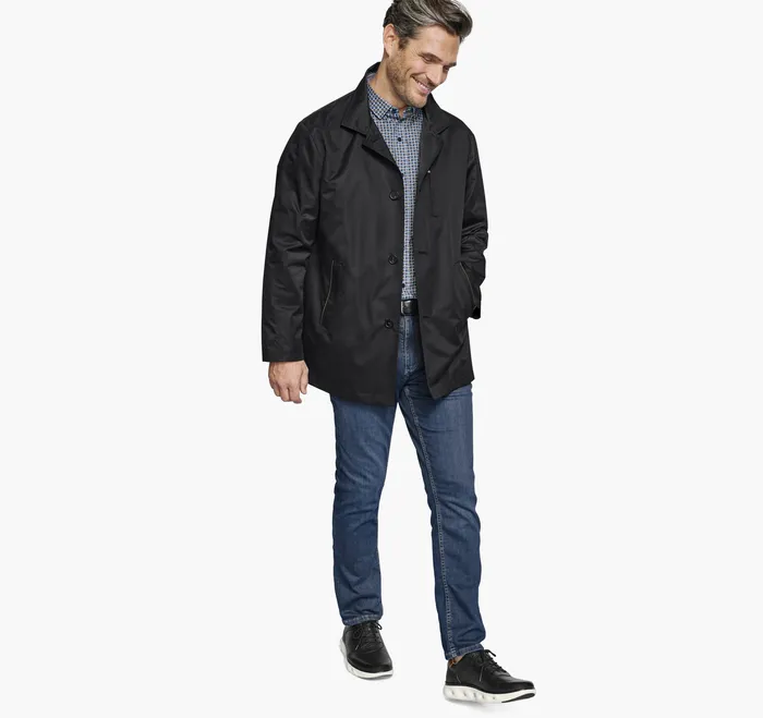 Coats Jackets and Vests Johnston and Murphy Men Upton WaterResistant Raincoat Black