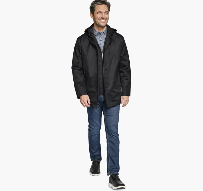 Coats Jackets and Vests Johnston and Murphy Men Upton WaterResistant Raincoat Black