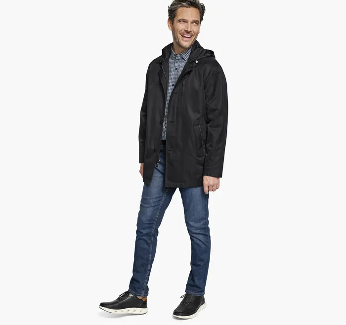 Coats Jackets and Vests Johnston and Murphy Men Upton WaterResistant Raincoat Black