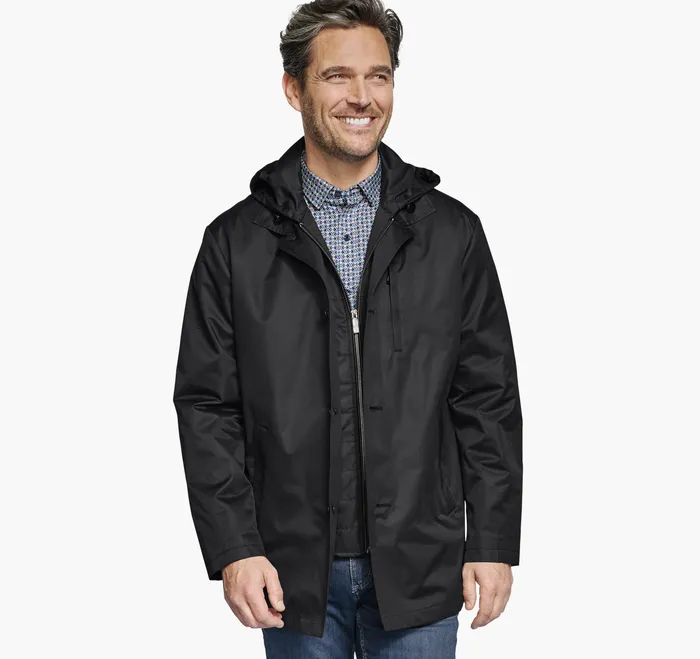 Coats Jackets and Vests Johnston and Murphy Men Upton WaterResistant Raincoat Black