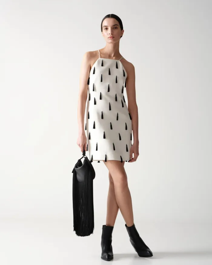 Cocktail Dress With Tassels Ecru Women Akris Dresses