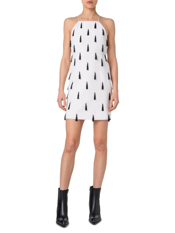 Cocktail Dress With Tassels Ecru Women Akris Dresses