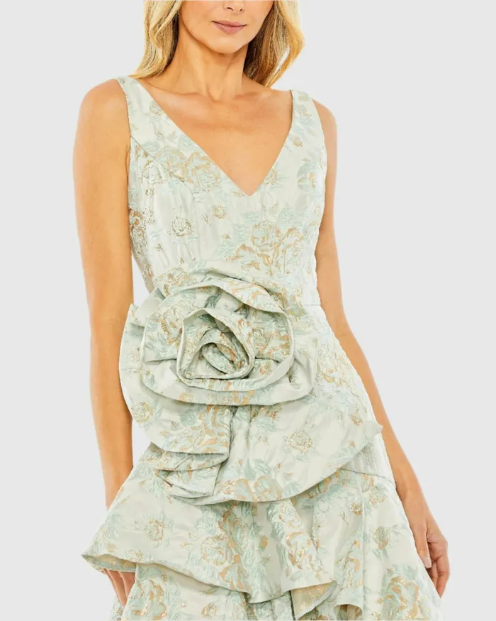 Cocktail Dresses Rose Detail Asymmetrical Brocade Dress French Blue Mac Duggal Women Cocktail Dresses Rose Detail Asymmetrical Brocade Dress French Blue Mac Duggal Women