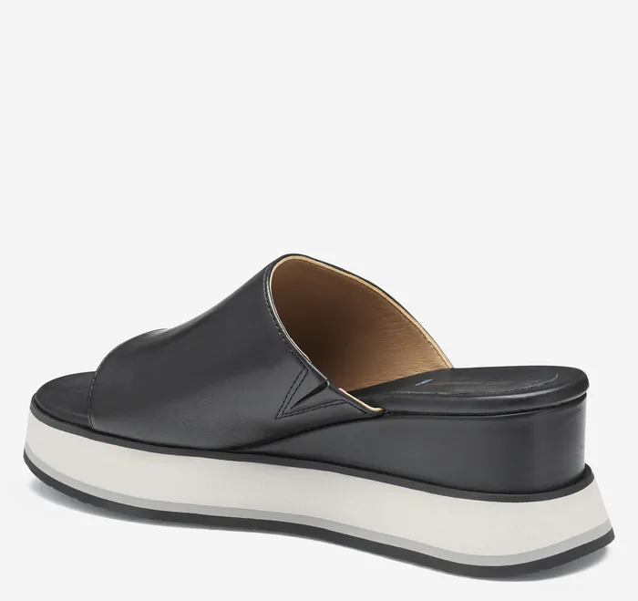 Colleen Slide Black Nappa Leather Women Sandals Johnston and Murphy