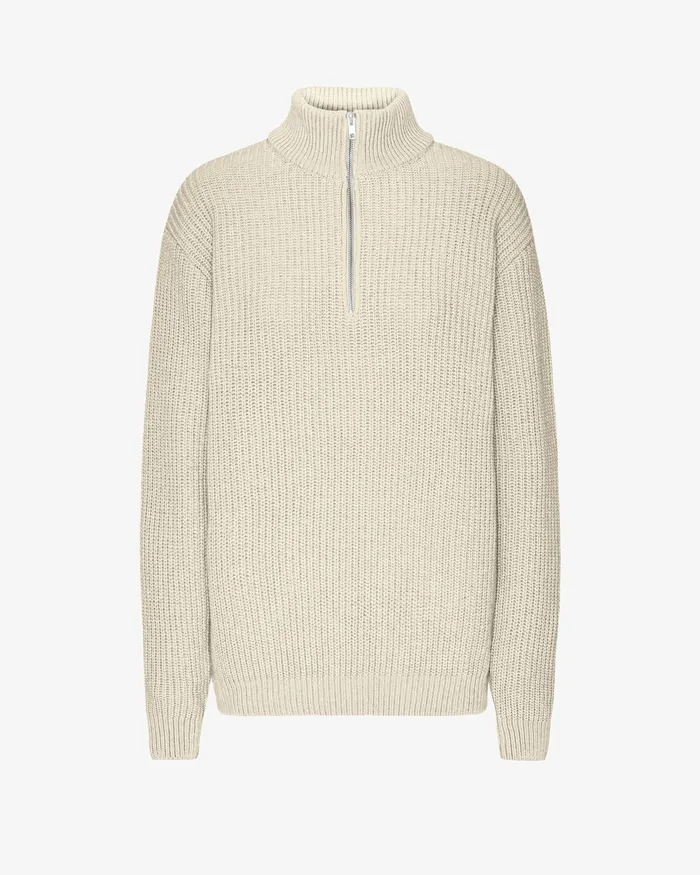 Colorfulstandard Knit Sweaters Women Merino Quarter Zip 8211 Ivory White