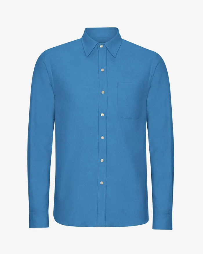 Colorfulstandard Organic Flannel Shirt 8211 Pacific Blue Men Shirts