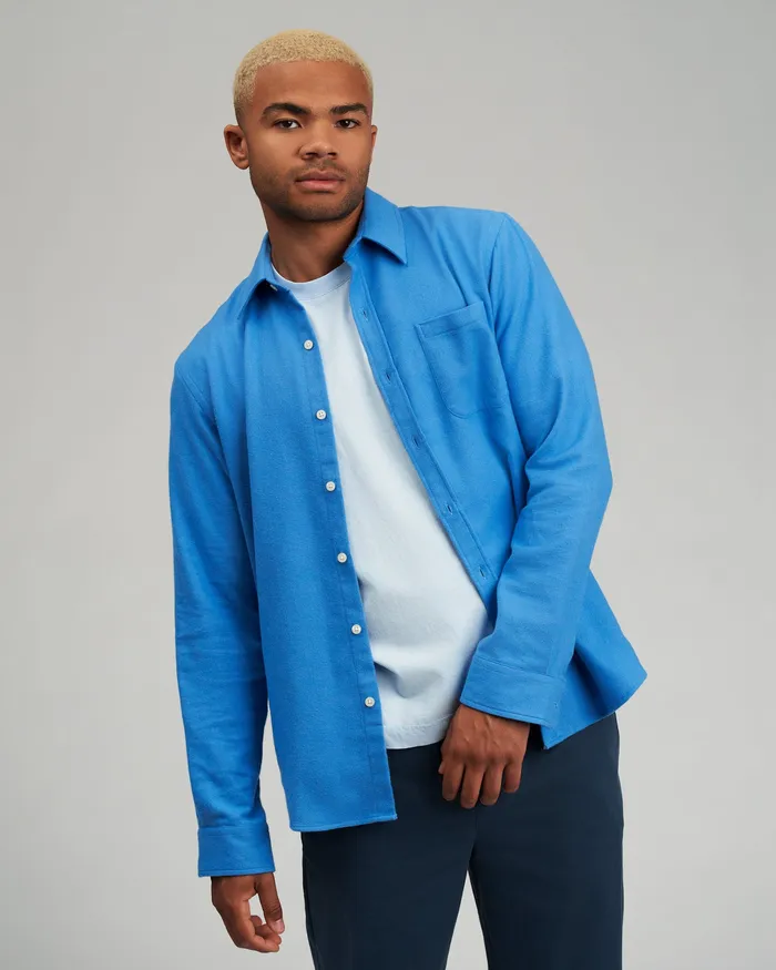 Colorfulstandard Organic Flannel Shirt 8211 Pacific Blue Men Shirts
