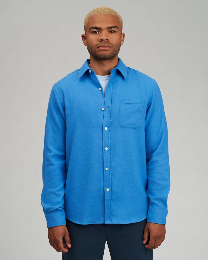 Colorfulstandard Organic Flannel Shirt 8211 Pacific Blue Men Shirts