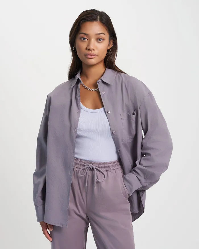 Colorfulstandard Organic Oversized Shirt 8211 Cloudy Grey Women Shirts