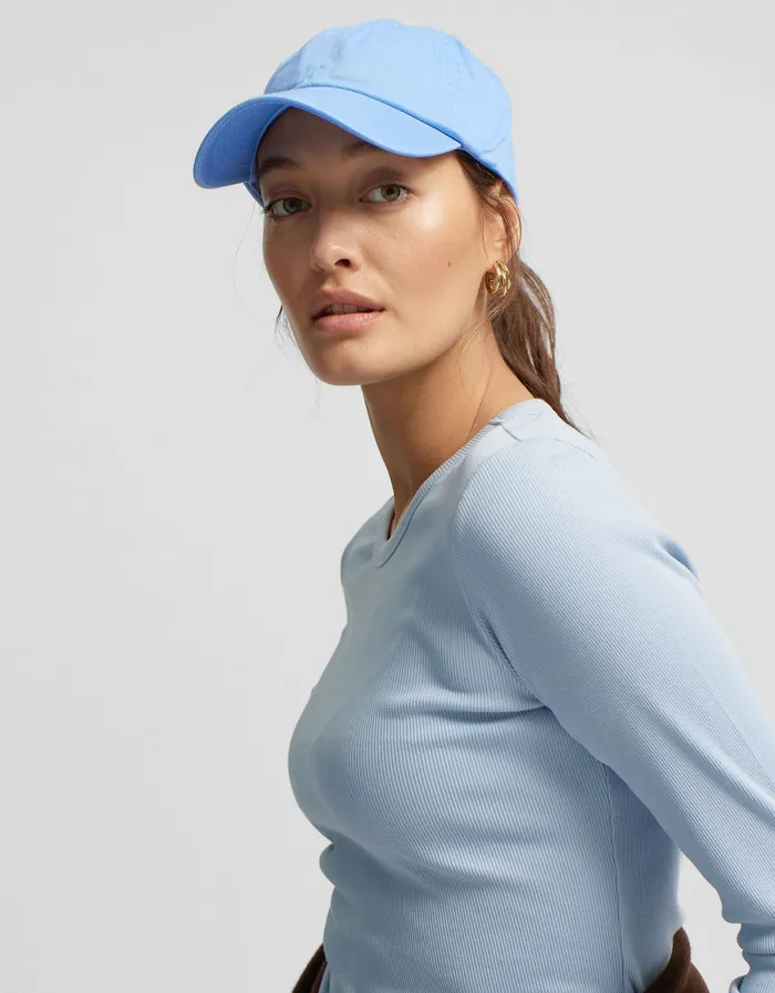 Colorfulstandard Women Organic Rib LS TShirt 8211 Pacific Blue Women TShirts