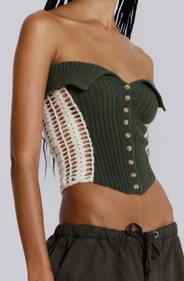Corsets Women Jaded London Akio Knitted Corset Top