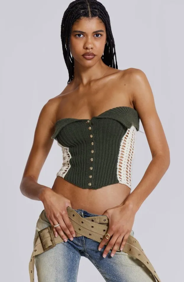 Corsets Women Jaded London Akio Knitted Corset Top