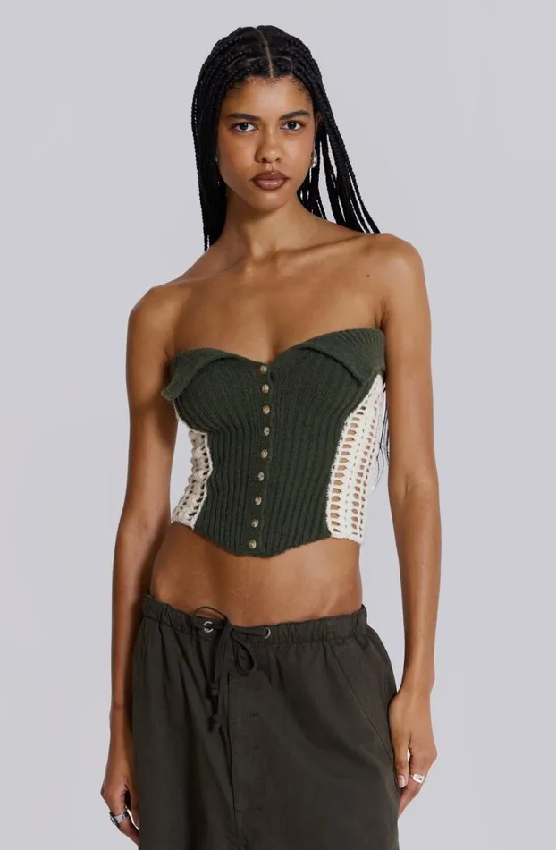 Corsets Women Jaded London Akio Knitted Corset Top