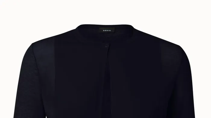 Cotton Blend Knit Cropped Cardigan Black Women Akris Knitwear