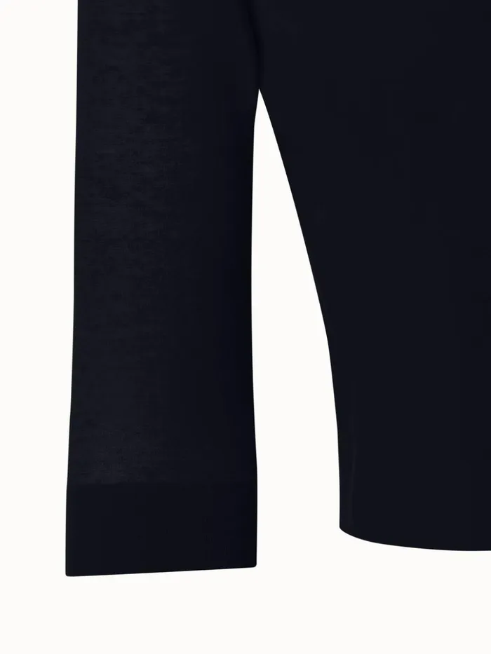 Cotton Blend Knit Cropped Cardigan Black Women Akris Knitwear