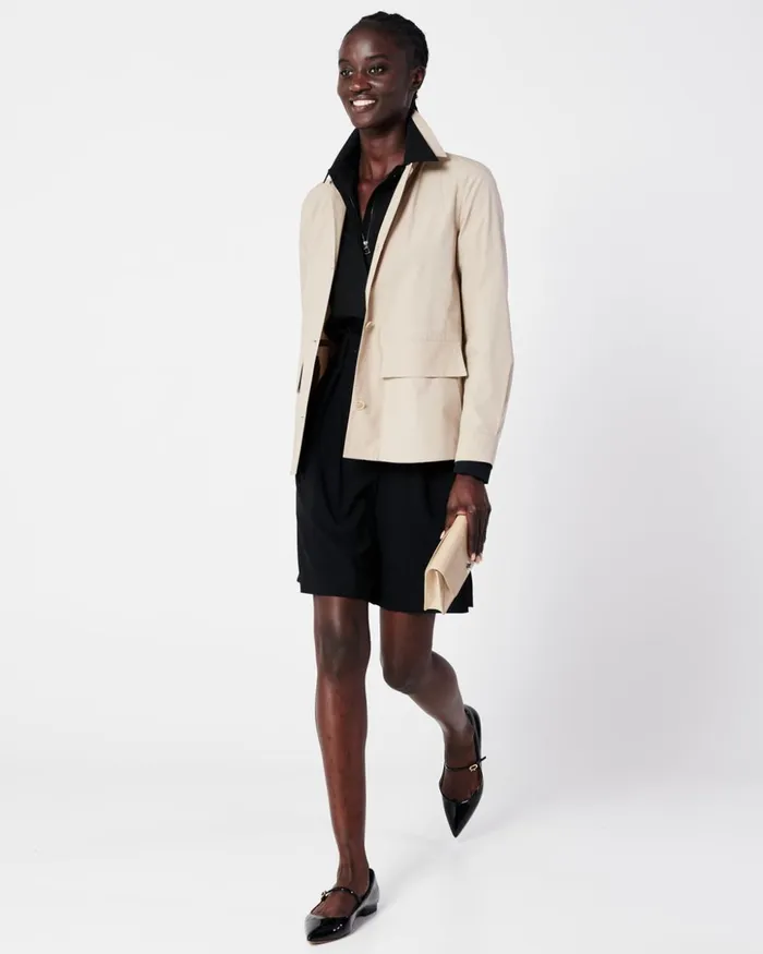 Cotton Poplin Oversize Shirt Jacket Sand Women Akris Jackets