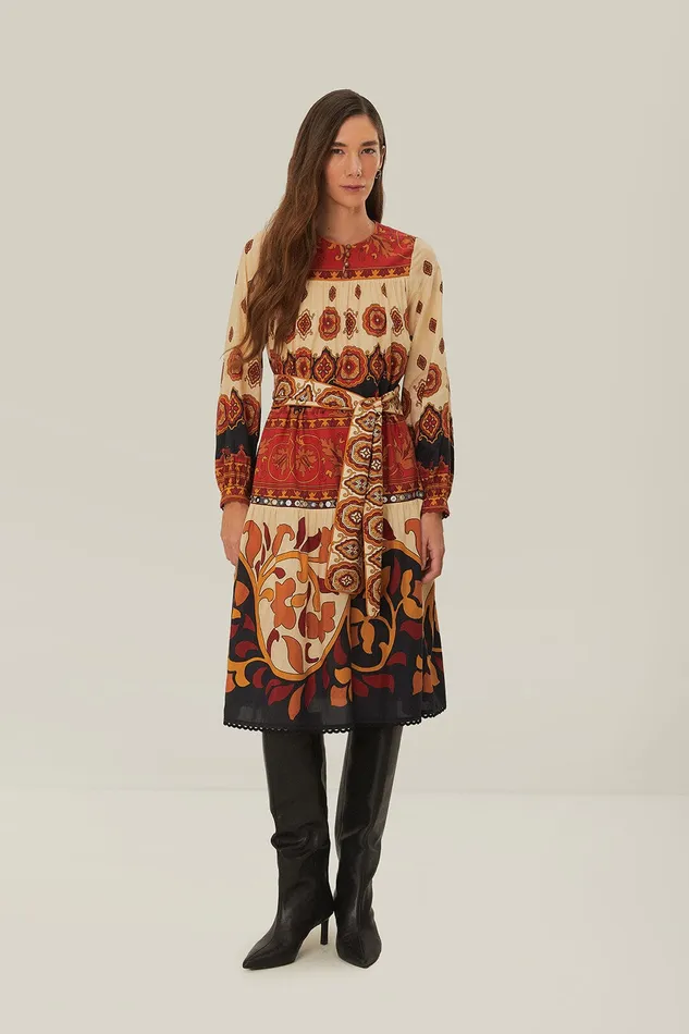 Cream Ainika Tiles Midi Dress Women Farm Rio Midi Dresses