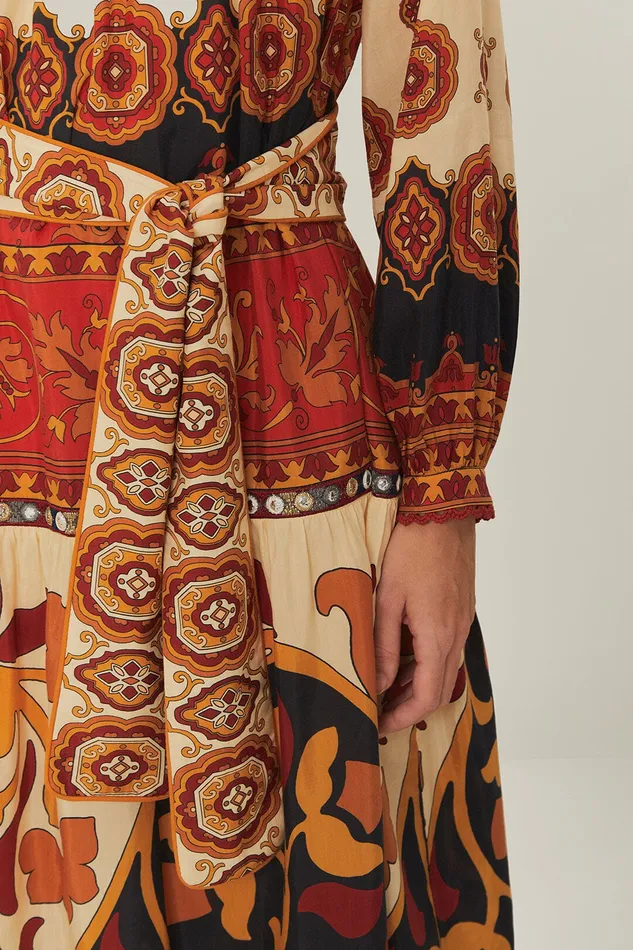 Cream Ainika Tiles Midi Dress Women Farm Rio Midi Dresses