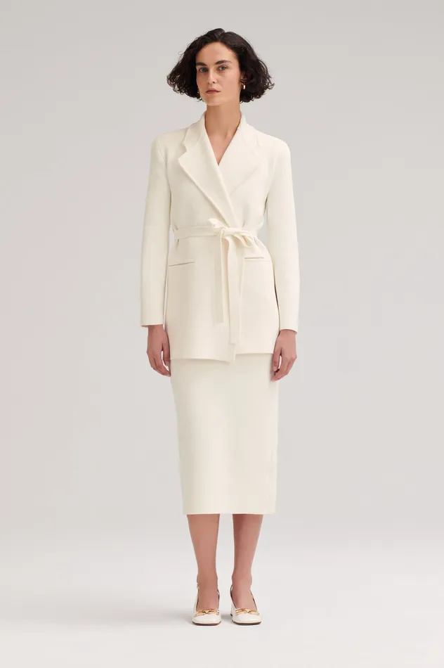 CREPE KNIT LOOSE TAILORED JACKET CREAM Jackets Scanlan Theodore Women