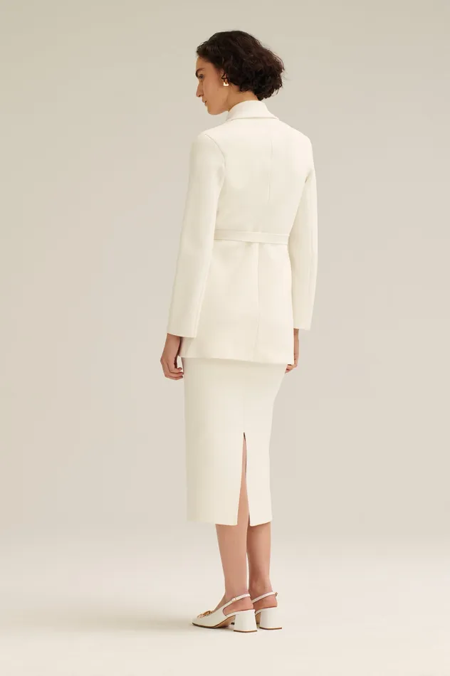 CREPE KNIT LOOSE TAILORED JACKET CREAM Jackets Scanlan Theodore Women CREPE KNIT LOOSE TAILORED JACKET CREAM Jackets Scanlan Theodore Women