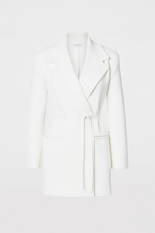 CREPE KNIT LOOSE TAILORED JACKET CREAM Jackets Scanlan Theodore Women CREPE KNIT LOOSE TAILORED JACKET CREAM Jackets Scanlan Theodore Women
