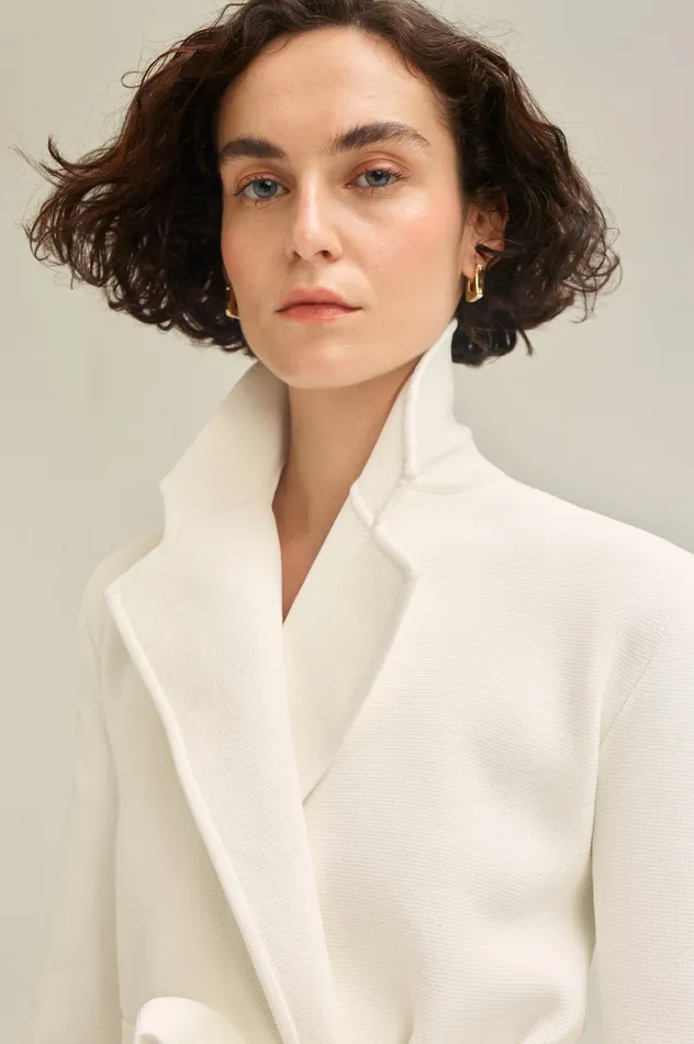 CREPE KNIT LOOSE TAILORED JACKET CREAM Jackets Scanlan Theodore Women CREPE KNIT LOOSE TAILORED JACKET CREAM Jackets Scanlan Theodore Women