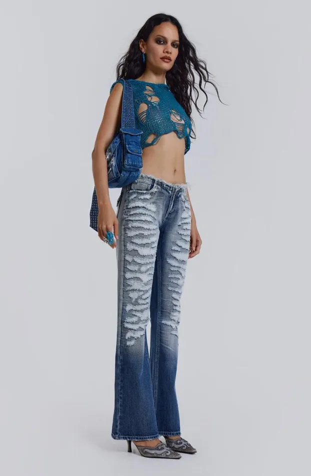 Crop Tops Women Jaded London Azure Hooded Knit