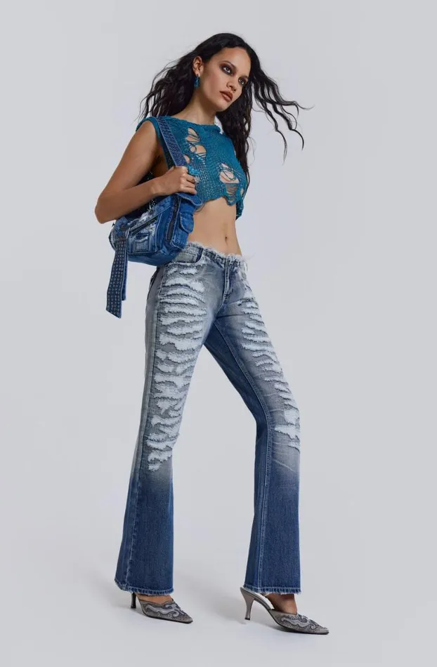 Crop Tops Women Jaded London Azure Hooded Knit