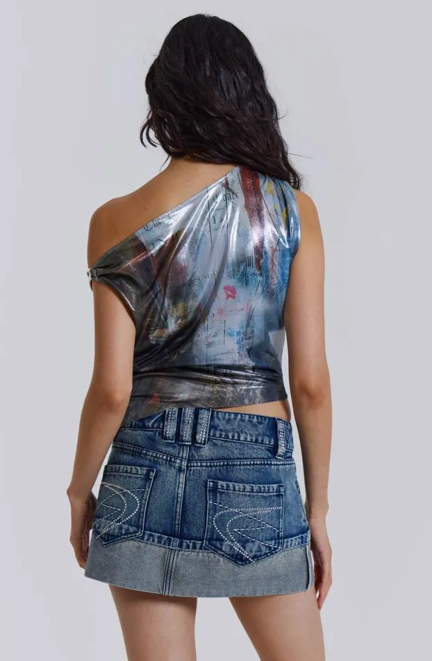 Crop Tops Women Jaded London Dare To Drape Top In Cosmic Silver