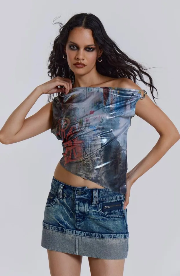 Crop Tops Women Jaded London Dare To Drape Top In Cosmic Silver