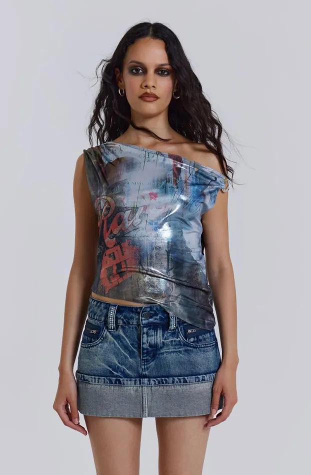 Crop Tops Women Jaded London Dare To Drape Top In Cosmic Silver