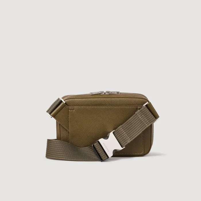 Crossbody Bags Men SANDRO Small Recycled Leather Bag Olive Green
